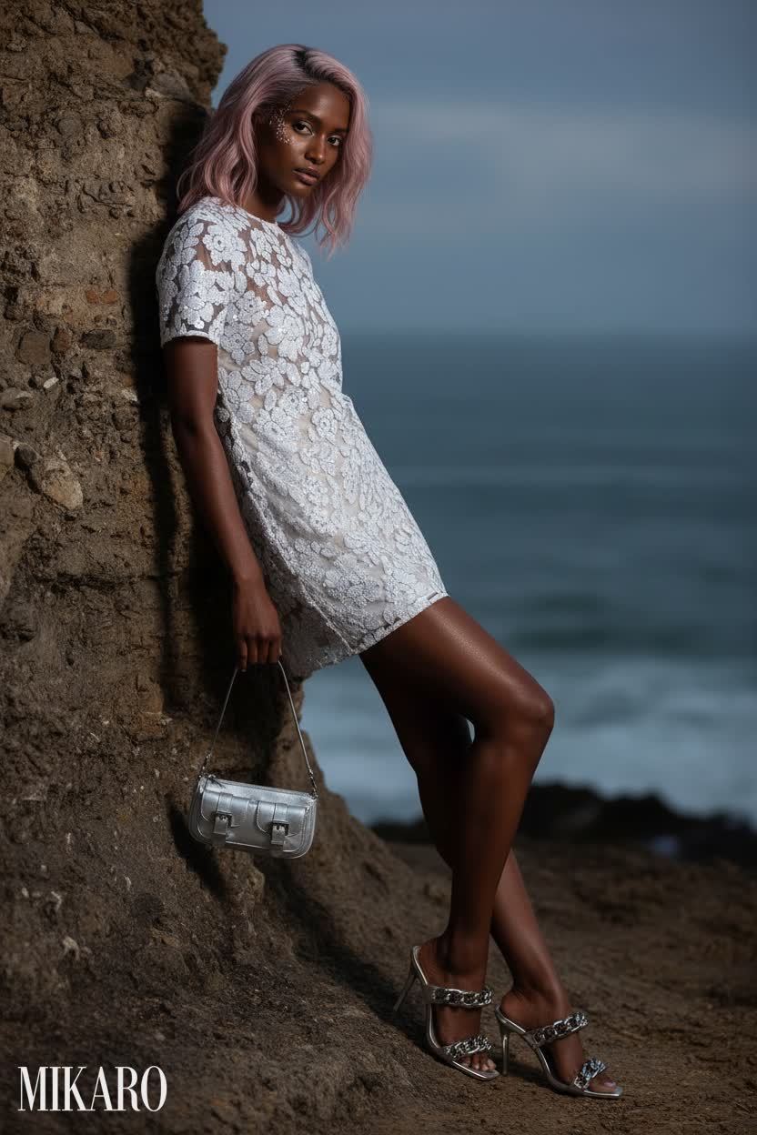 Sequin Floral Mini Dress with Metallic Accents