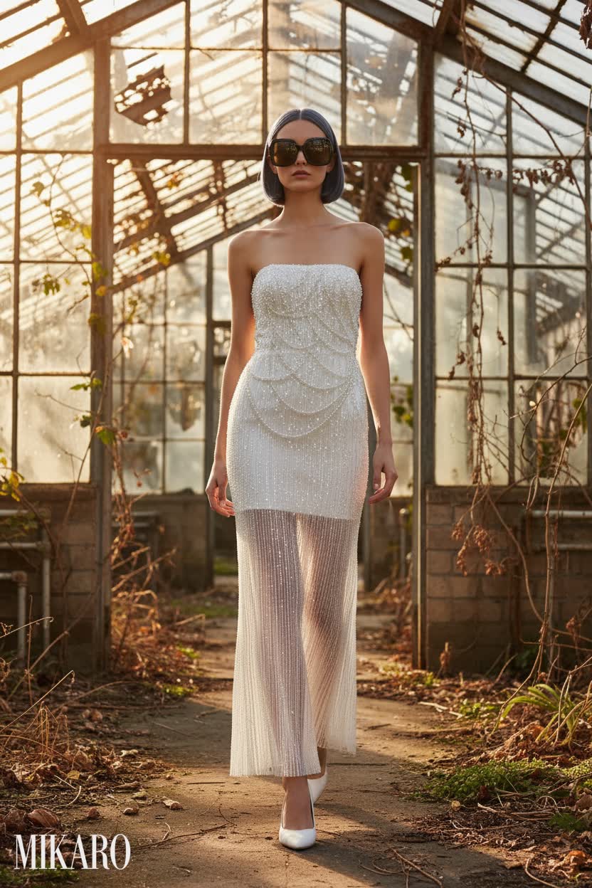 Sequin Wedding Gown with Designer Sunglasses