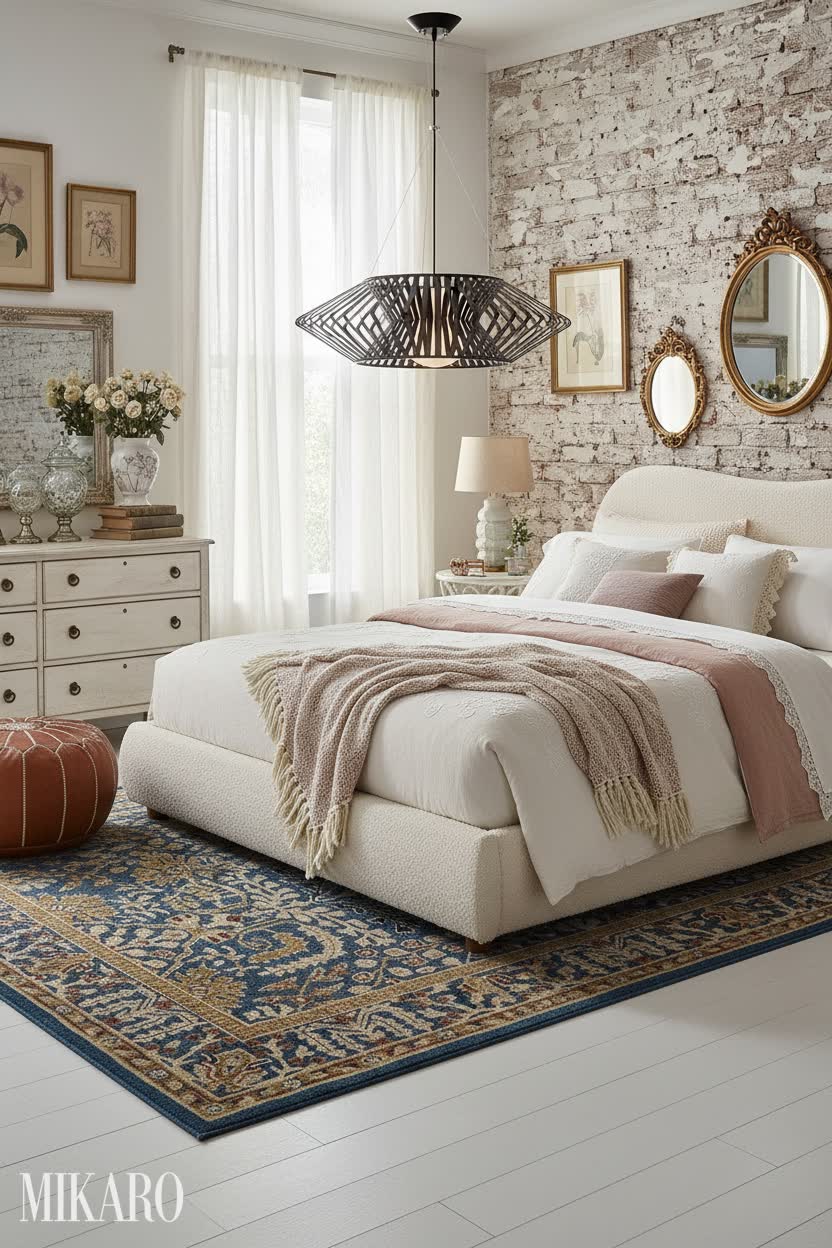 Shabby Chic Bedroom: Cream & Blue Textures