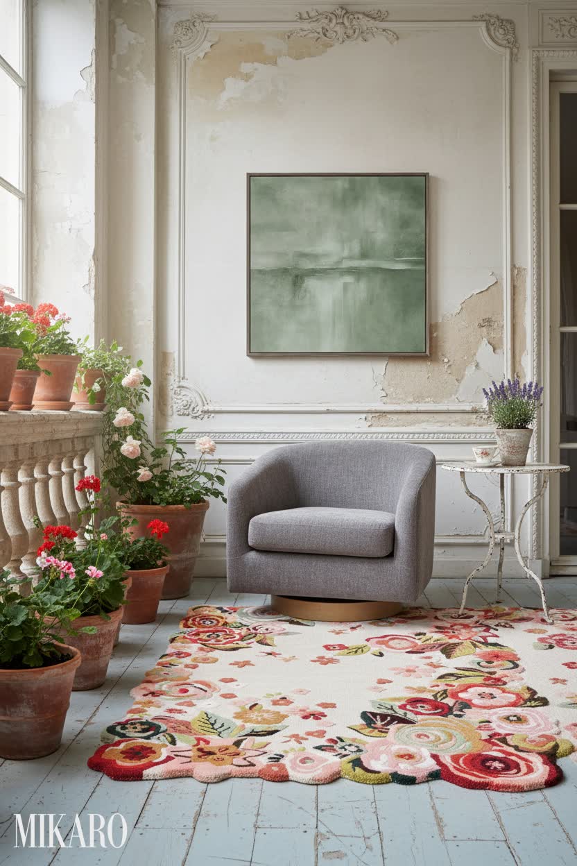 Shabby Chic: Charming Balcony Retreat with Floral Accents