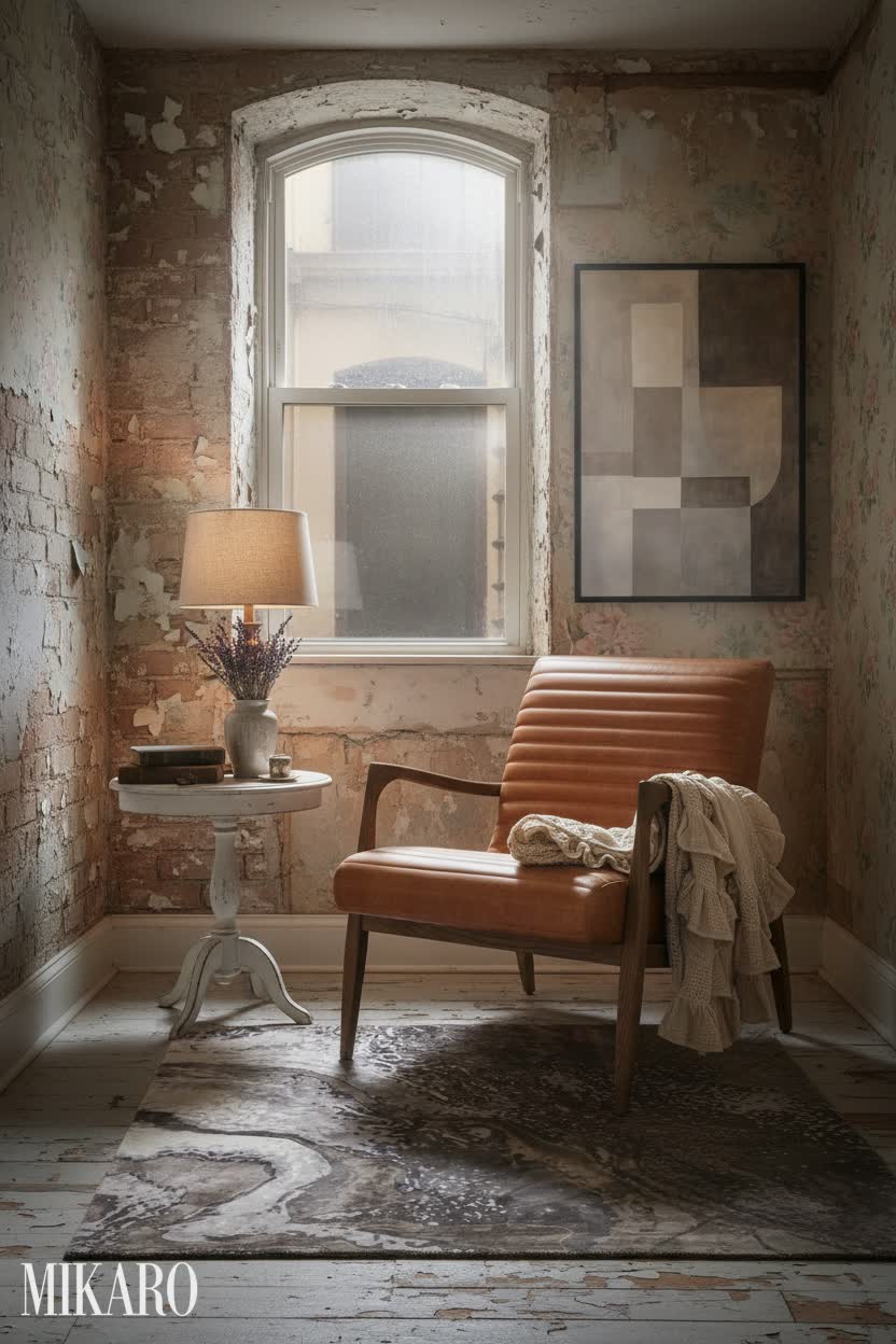 Shabby Chic: Cozy Basement Retreat in a City Kitchen Nook