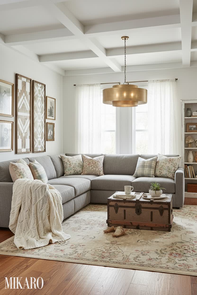 Shabby Chic: Cozy Corduroy & Gold Living Room Retreat