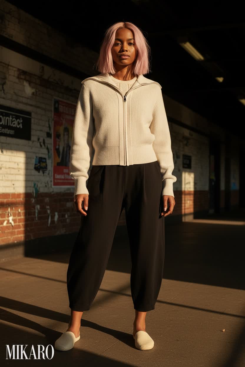 Subway Style: Pastel Pink Hair and Neutral Knits