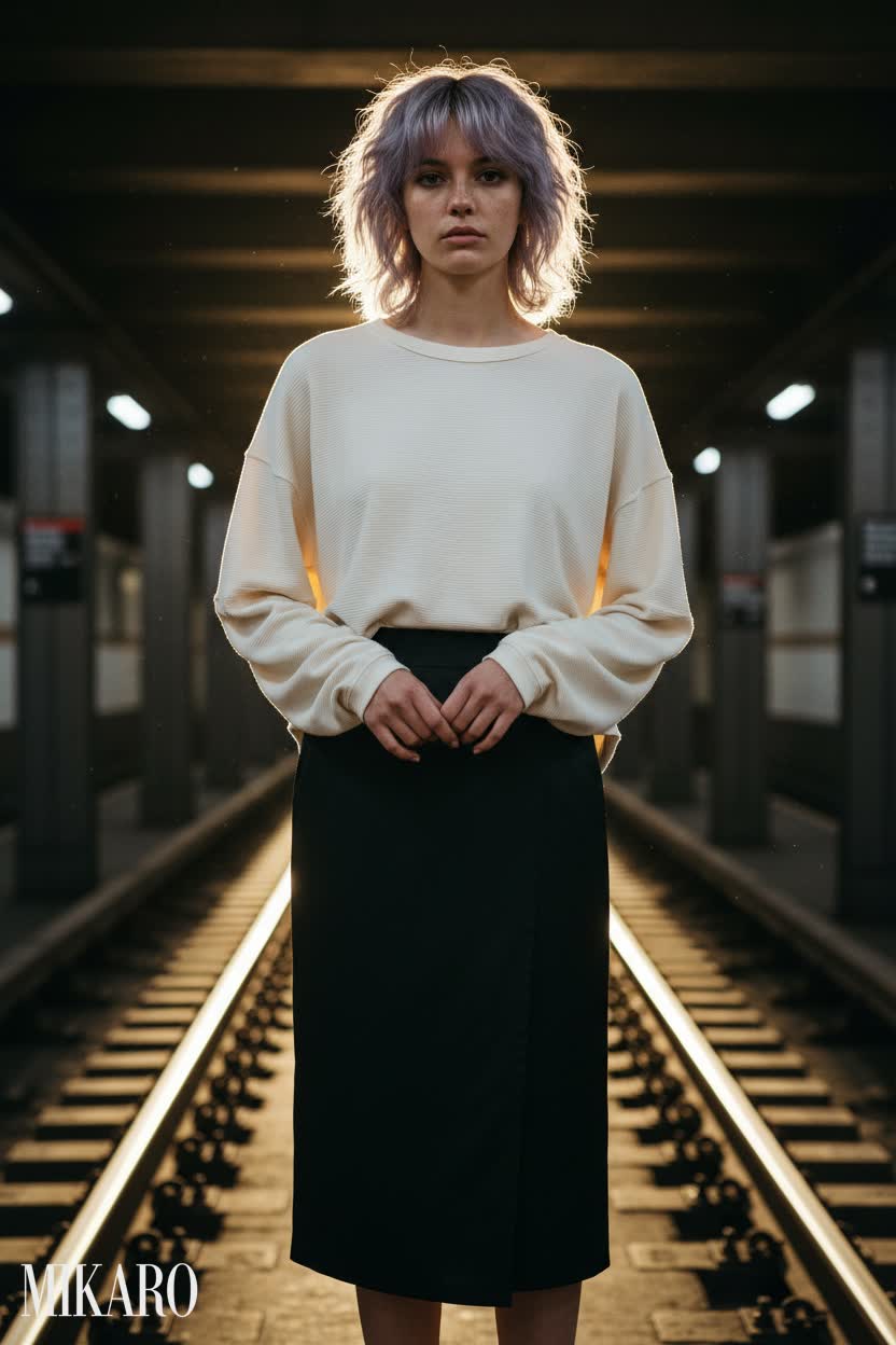 Subway Sunset Style: Lavender-Grey Wolf Cut Fashion