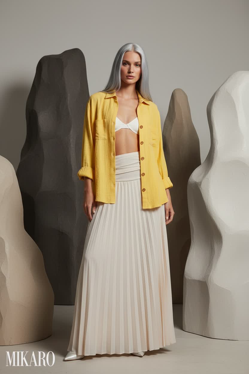 Sunshine Pleated Maxi Skirt Look