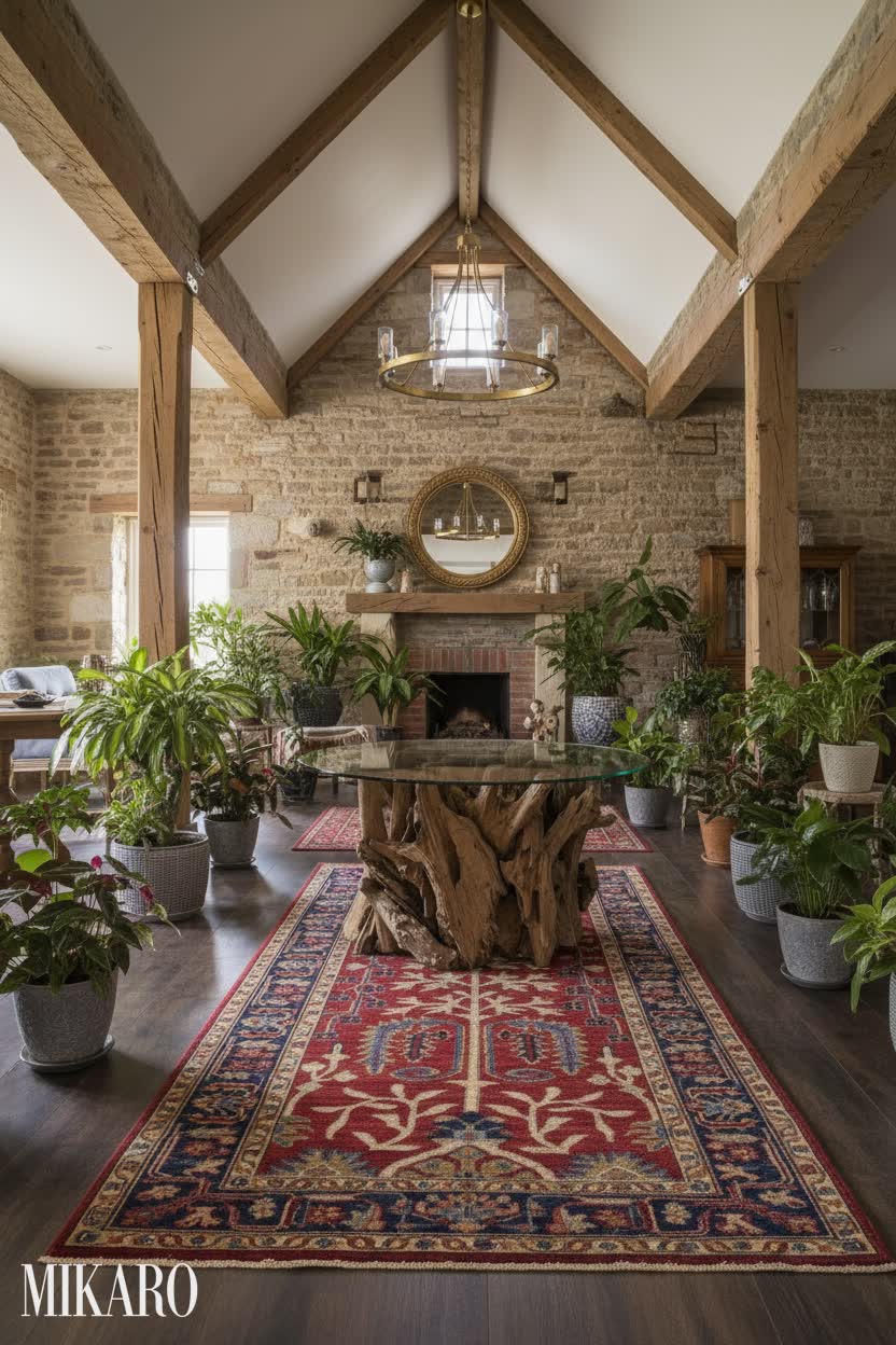 Traditional: Rustic Elegance in a Vaulted Indoor Garden