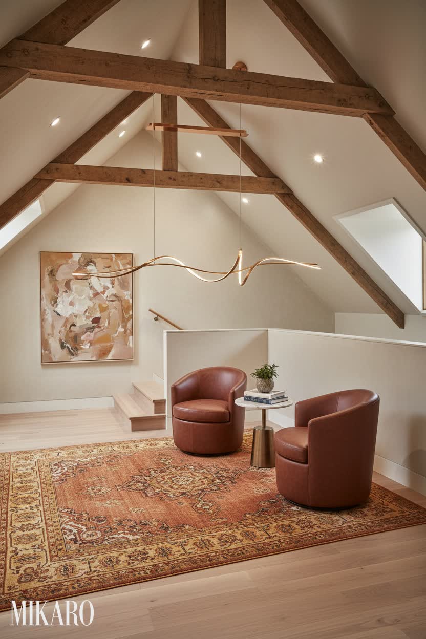 Transitional: Attic Staircase with Modern-Rustic Elegance