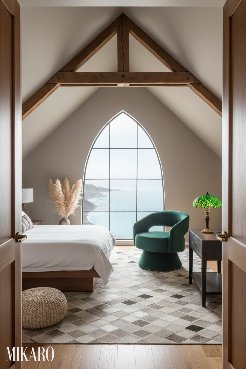 Transitional: Coastal Serenity in an Attic Guest Room