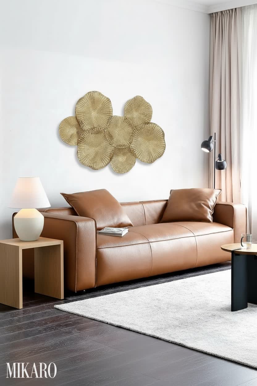 Transitional Living Room: Modern Sofa, Elegant Lamps & Chic Wall Art