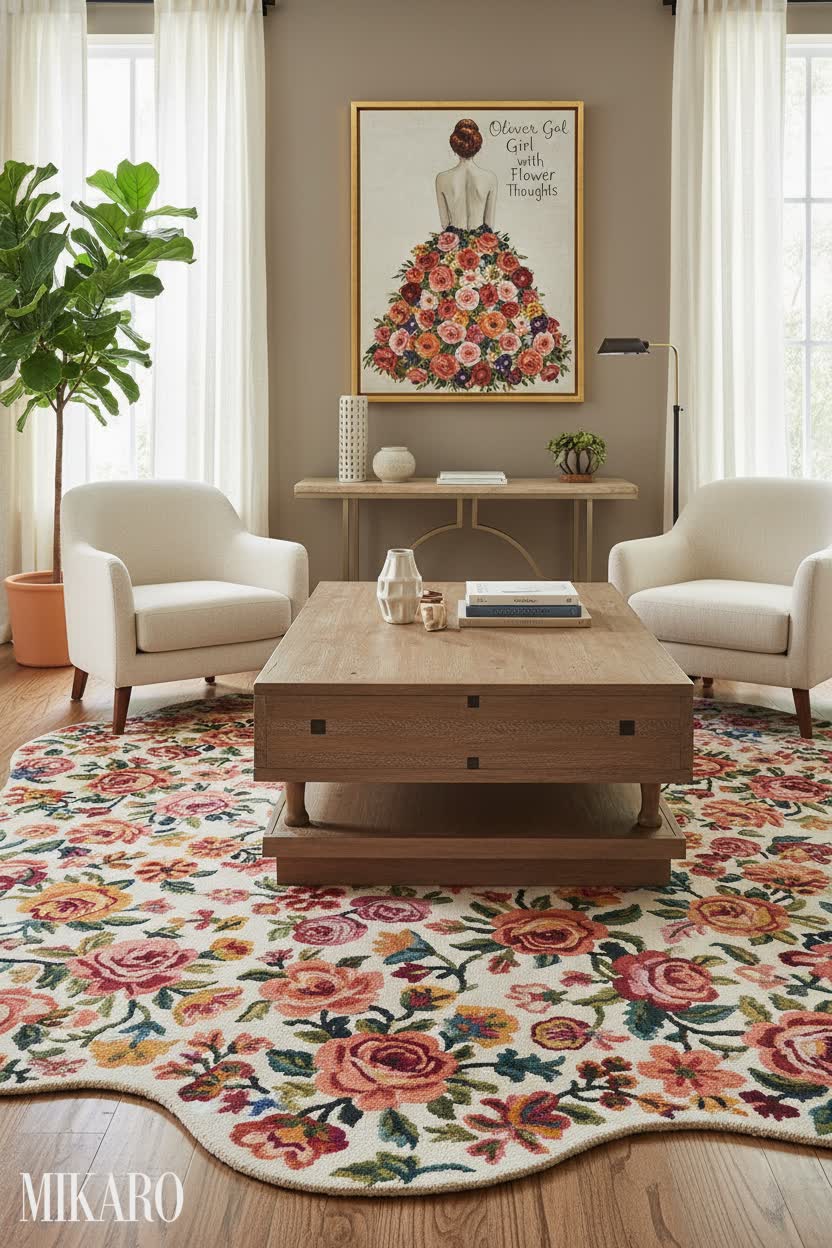 Transitional: Whimsical Floral Accents for a Cozy Living Room