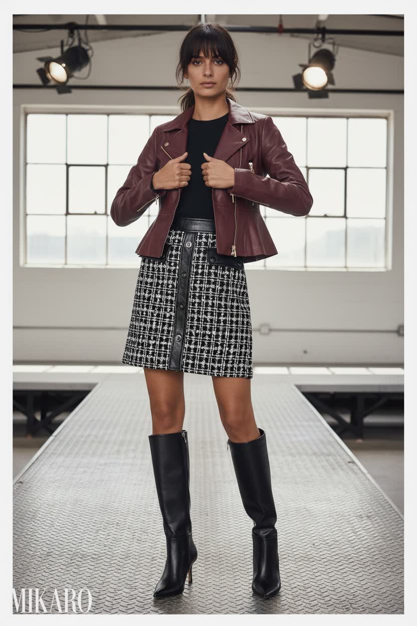 Tweed and Leather Ensemble