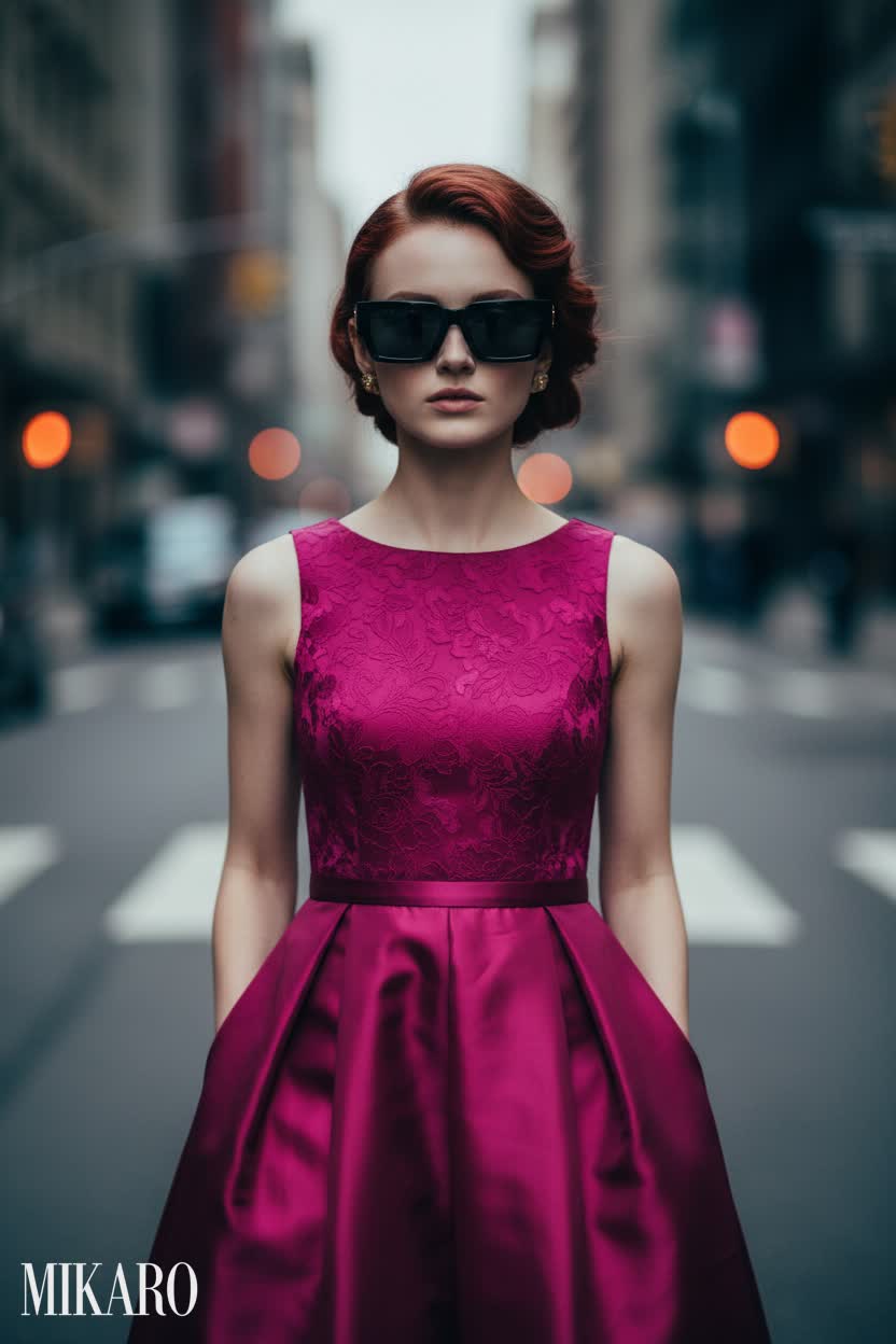 Urban Chic: Fuschia Gown Meets Versace Shades