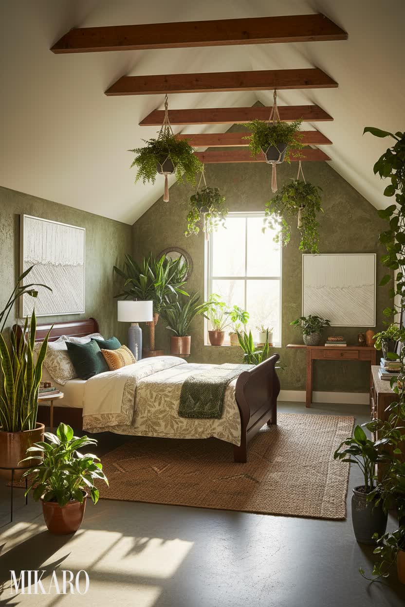 Urban Jungle: Attic Hallway Retreat with Natural Textures