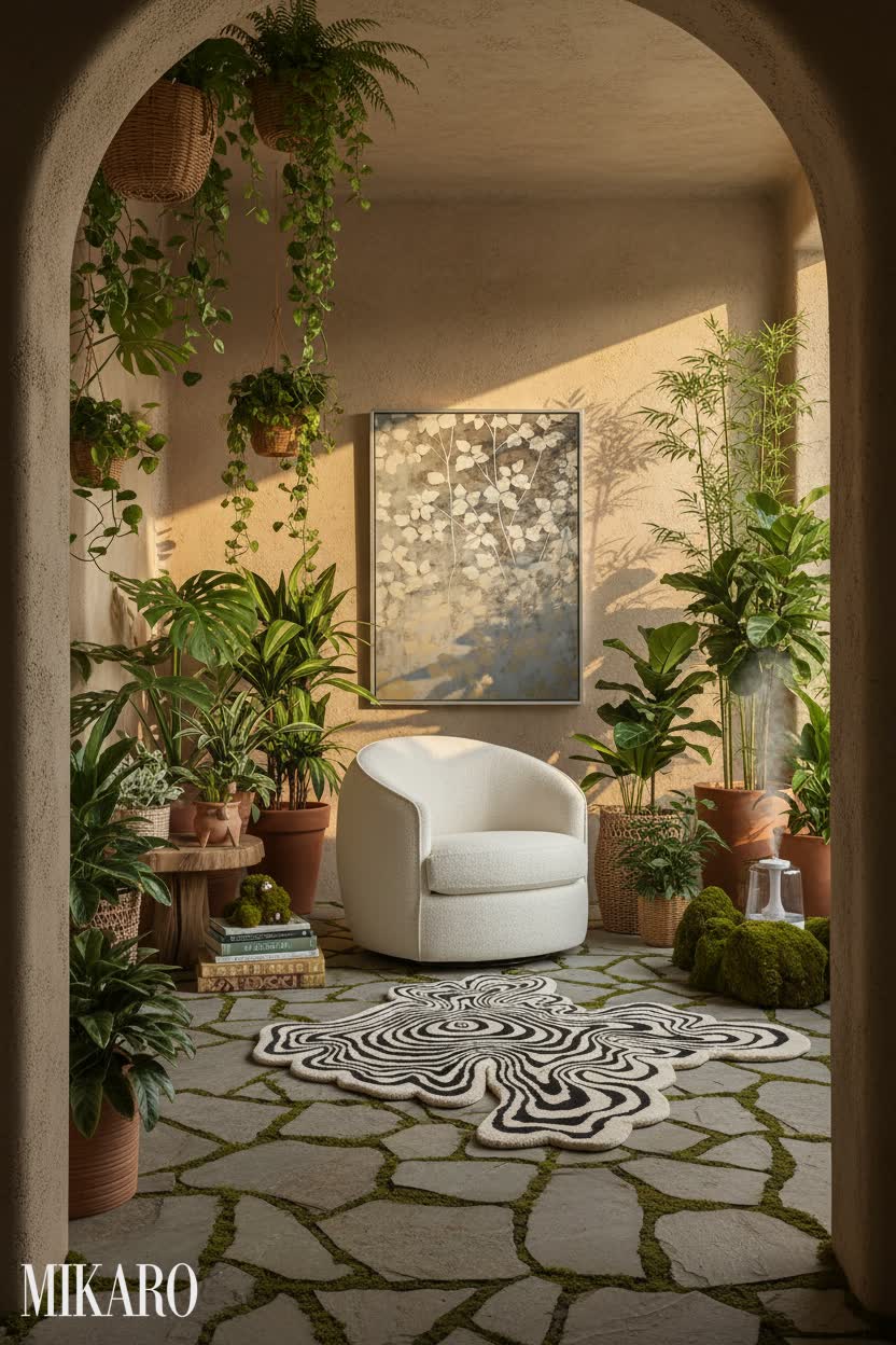 Urban Jungle: Oase der Ruhe mit organischen Formen und natürlichem Licht