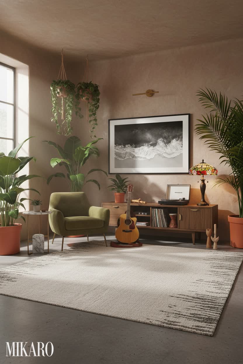 Urban Jungle: Serene Rhythms in a Verdant Music Room