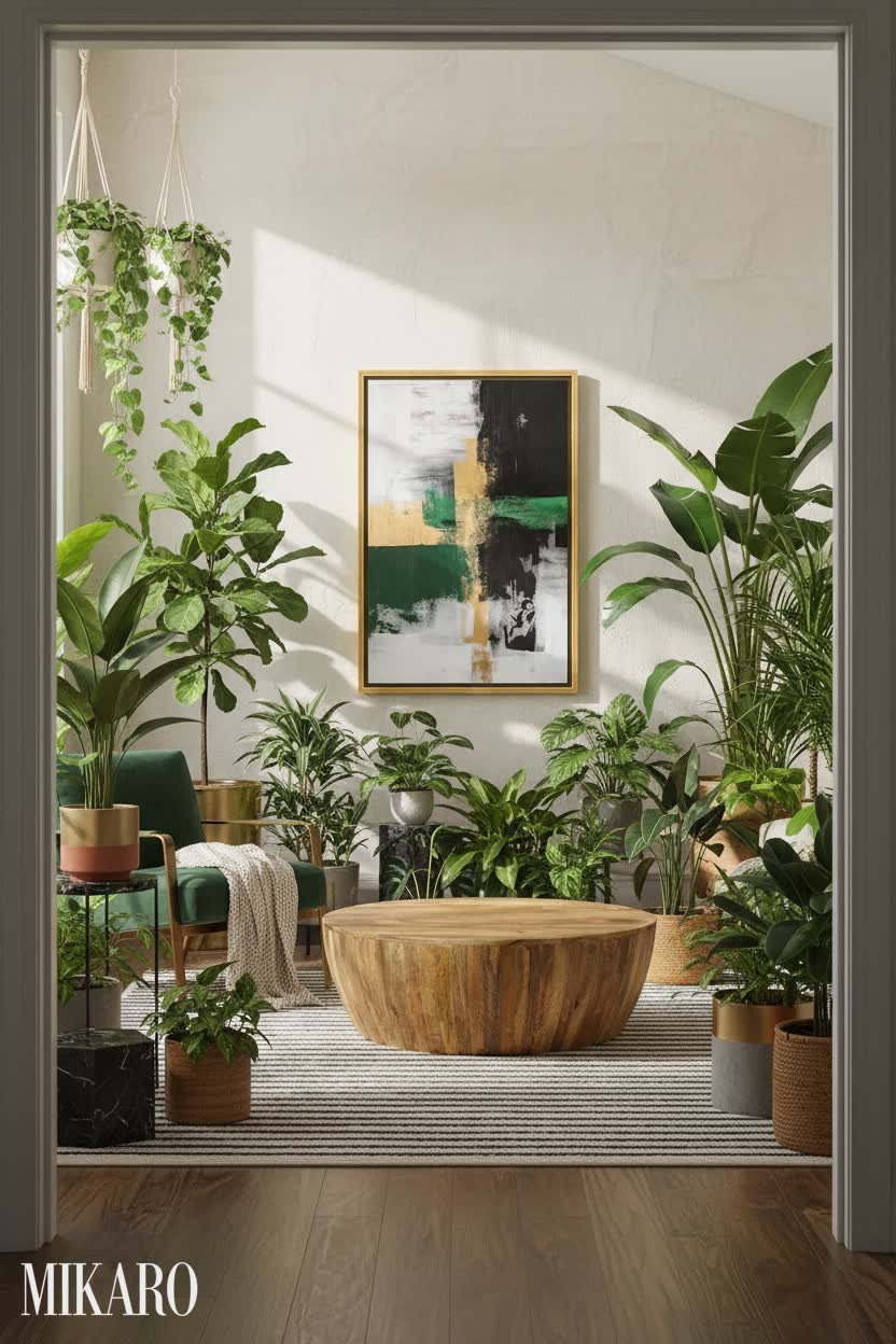 Urban Jungle: Sunlit Sanctuary in a High-Ceiling Sunroom