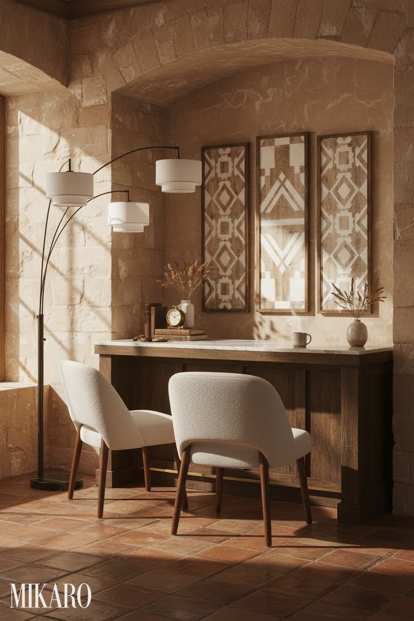 Vintage Charm: Cozy Breakfast Bar in a Heritage Stone Home