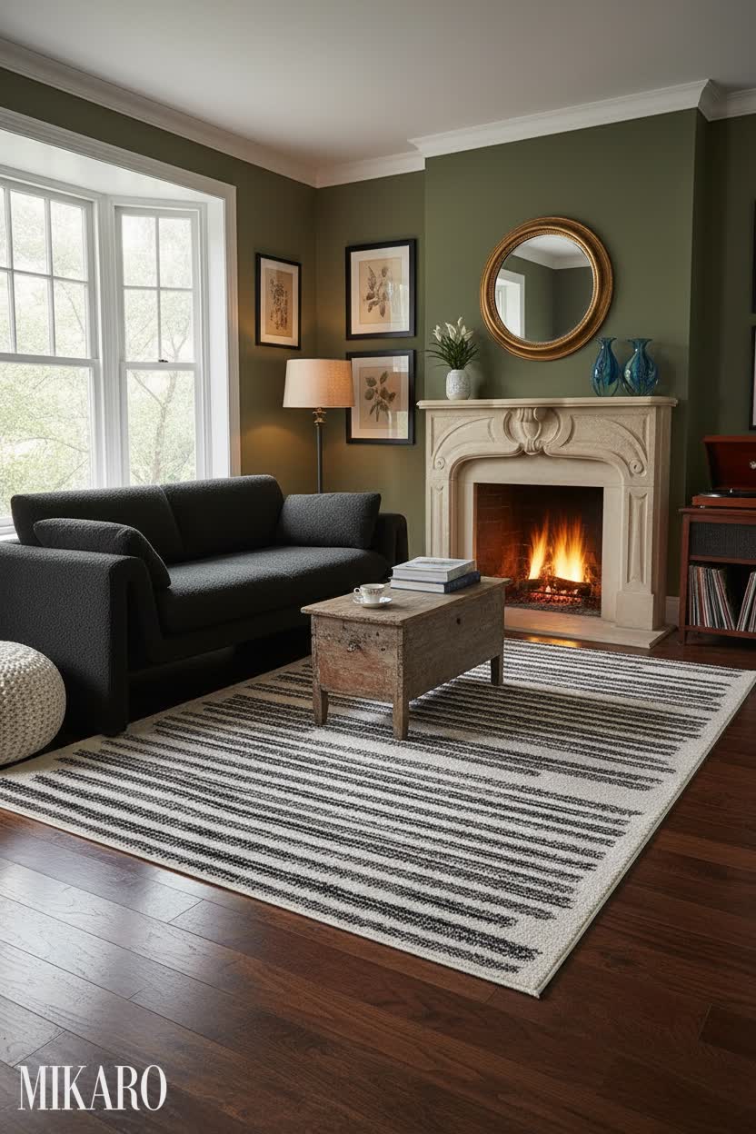 Vintage: Cozy Boucle Sofa & Art Glass Accents Living Room