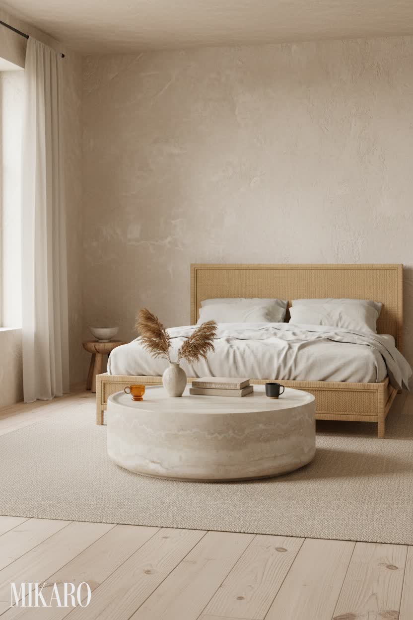 Wabi-Sabi Bedroom: Natural Rattan Bed Styling Ideas