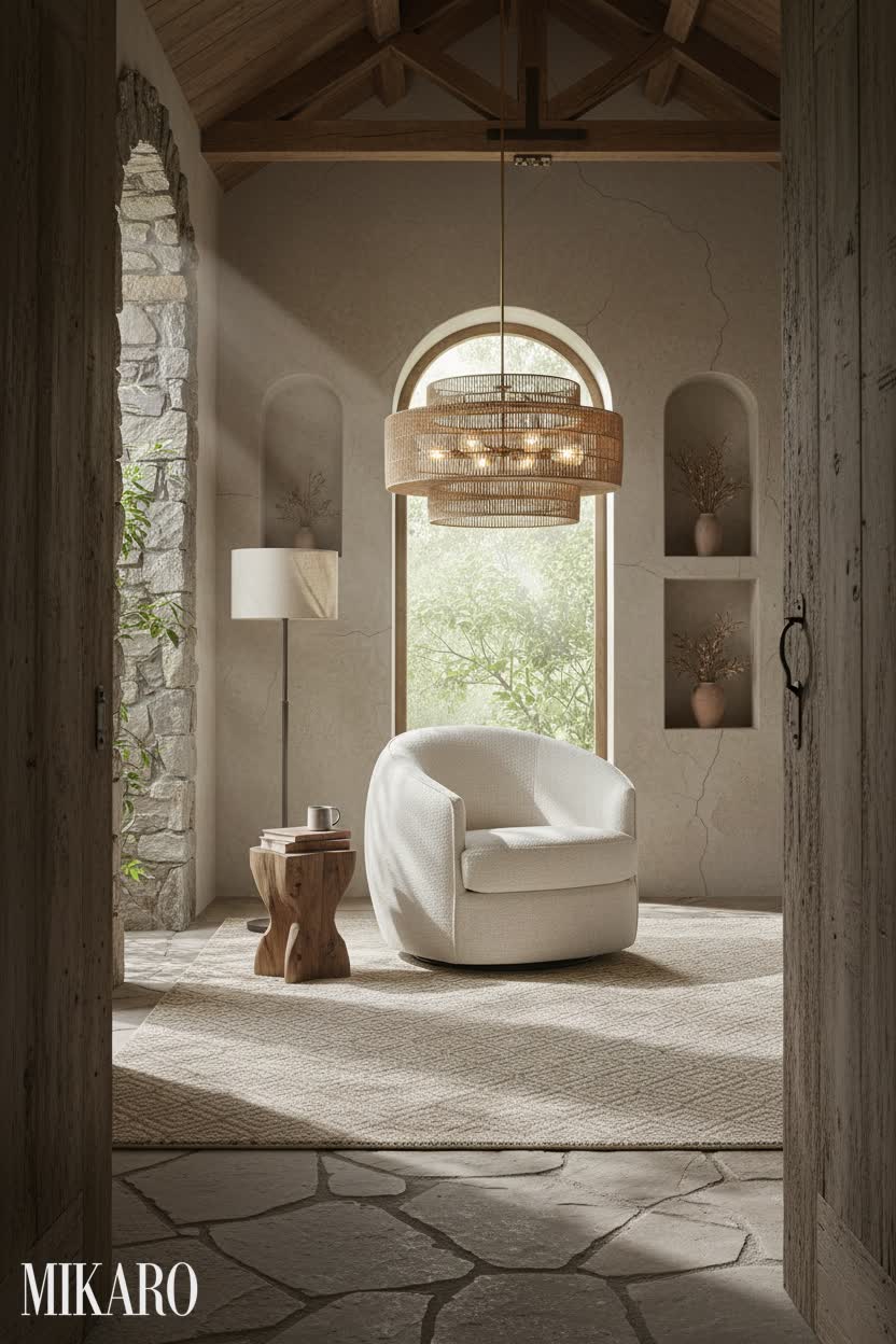Wabi-Sabi: Rustic Reading Nook with Natural Textures