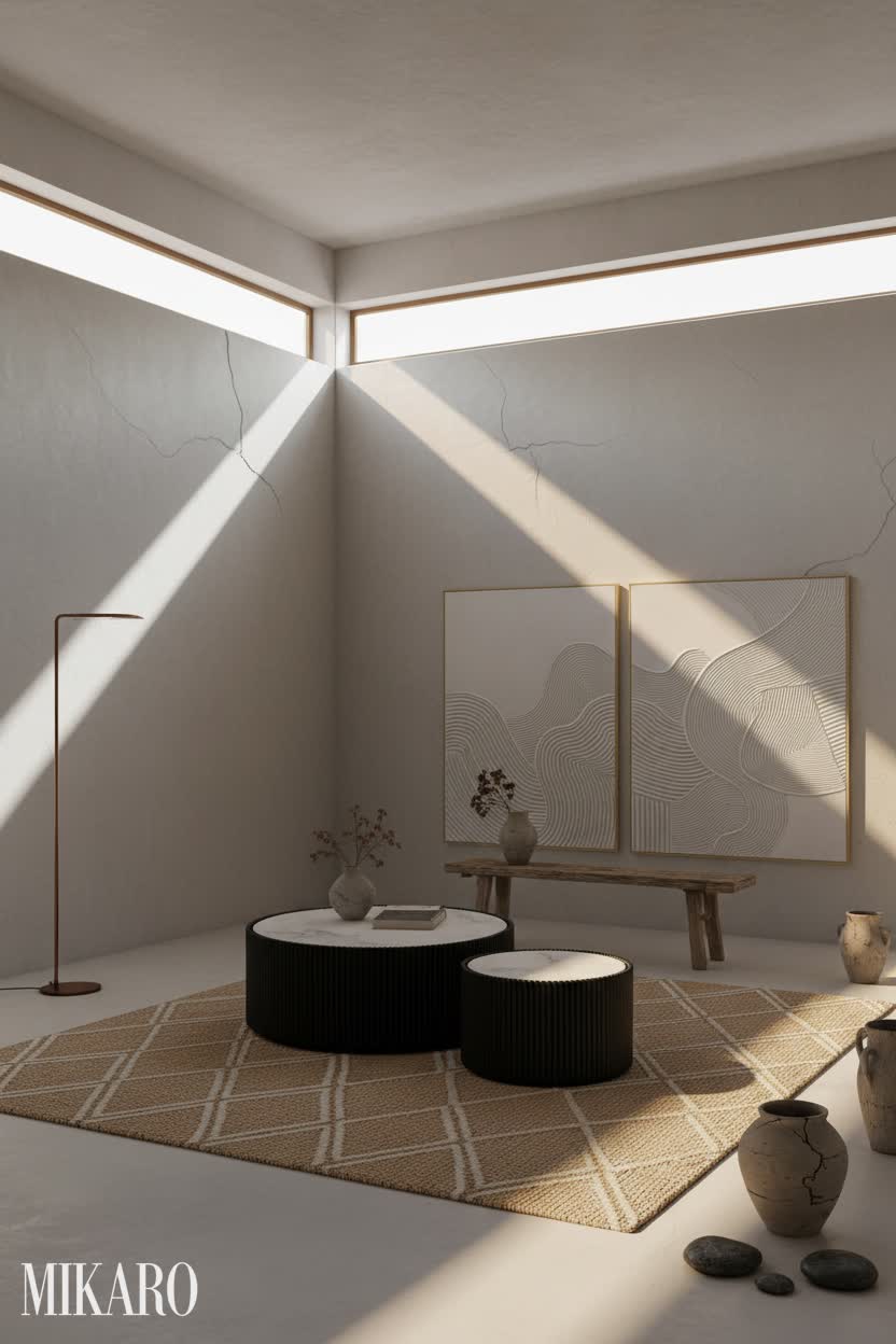 Wabi-Sabi: Serene Atelier Interior with Natural Light