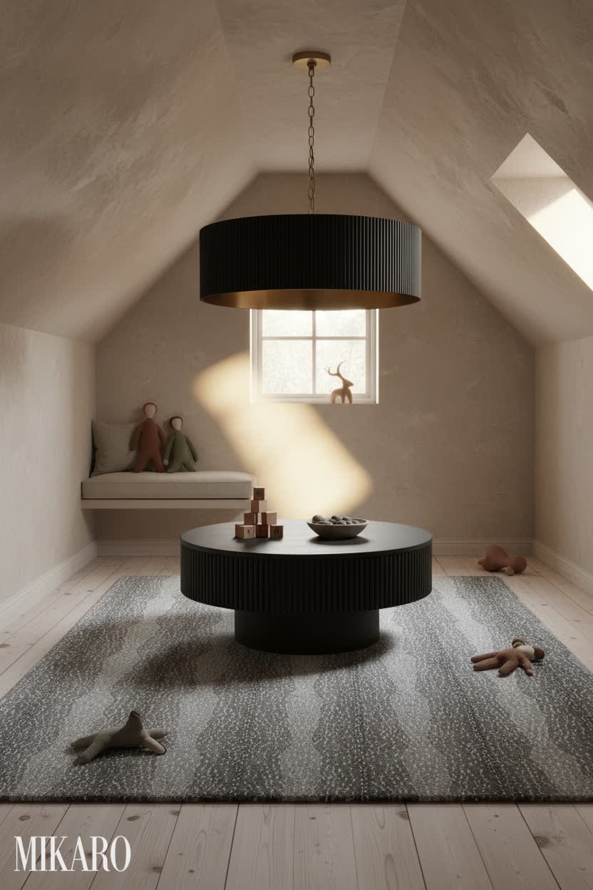 Wabi-Sabi: Serene Playroom Retreat with Fluted Accents