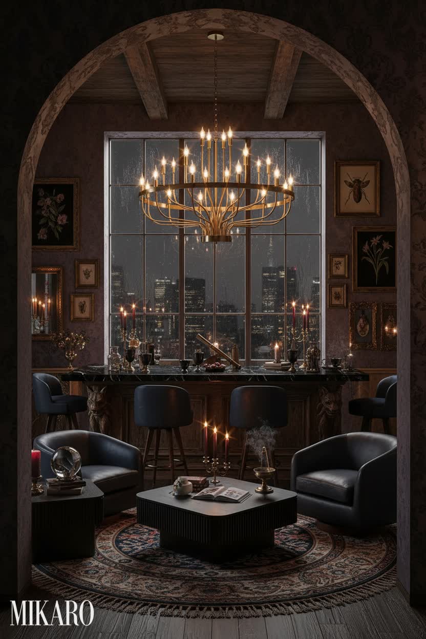 Whimsigoth: Enchanting Breakfast Bar with City Views