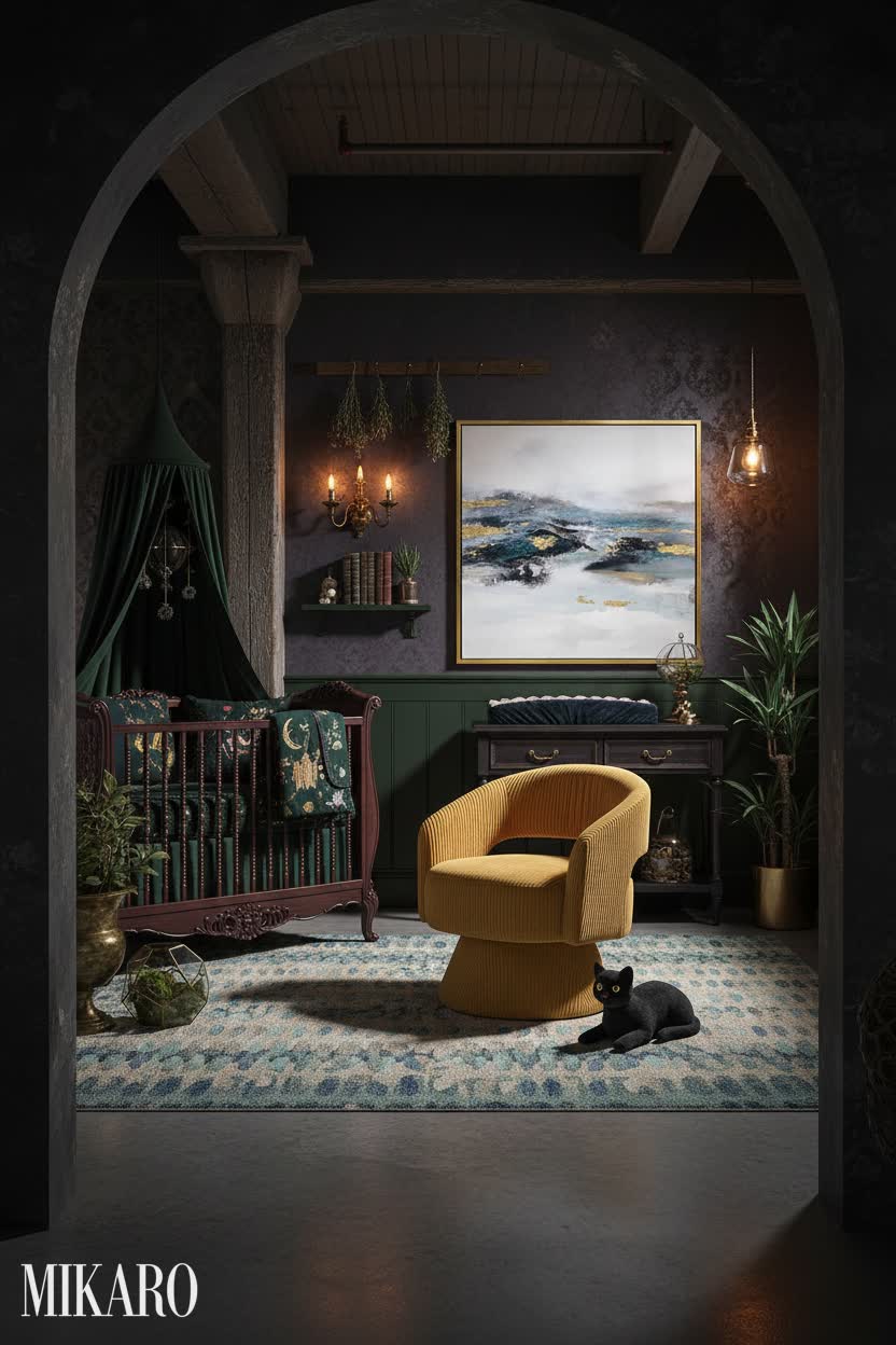 Whimsigoth: Enchanting Nursery Retreat in a Modern Loft