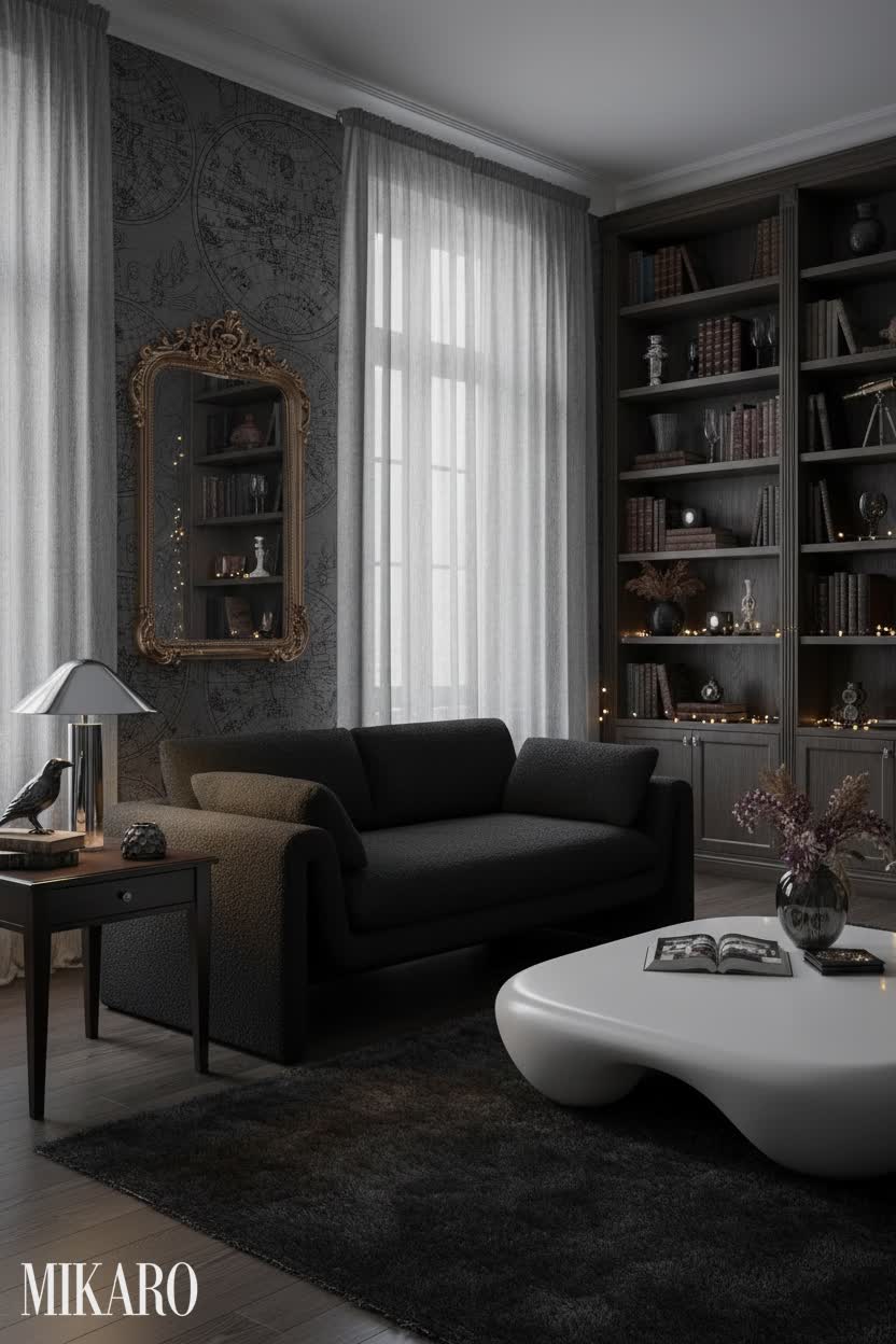 Whimsigoth Living Room: Mushroom Lamp, Boucle Sofa & Cloud Coffee Table Decor