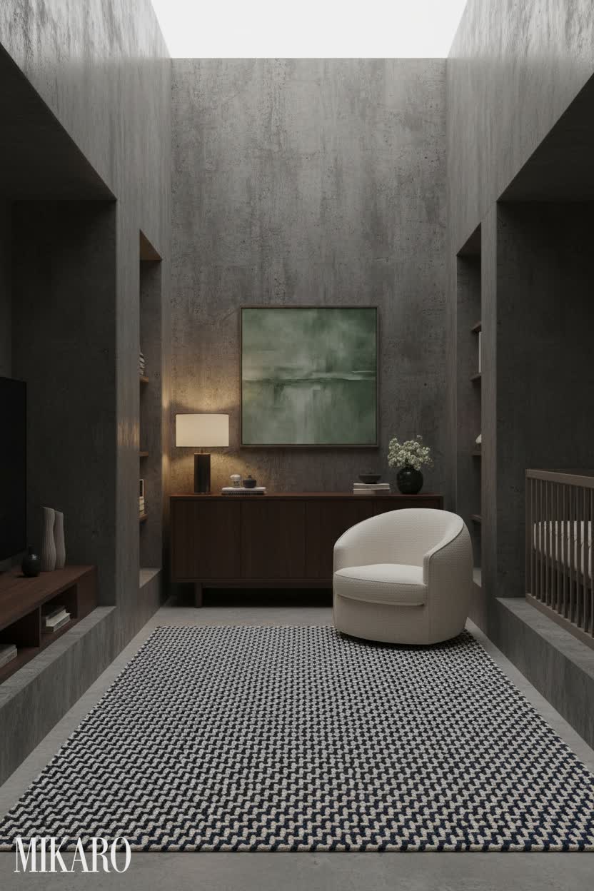 Whimsigoth: Moody Concrete Nursery with Artistic Flair