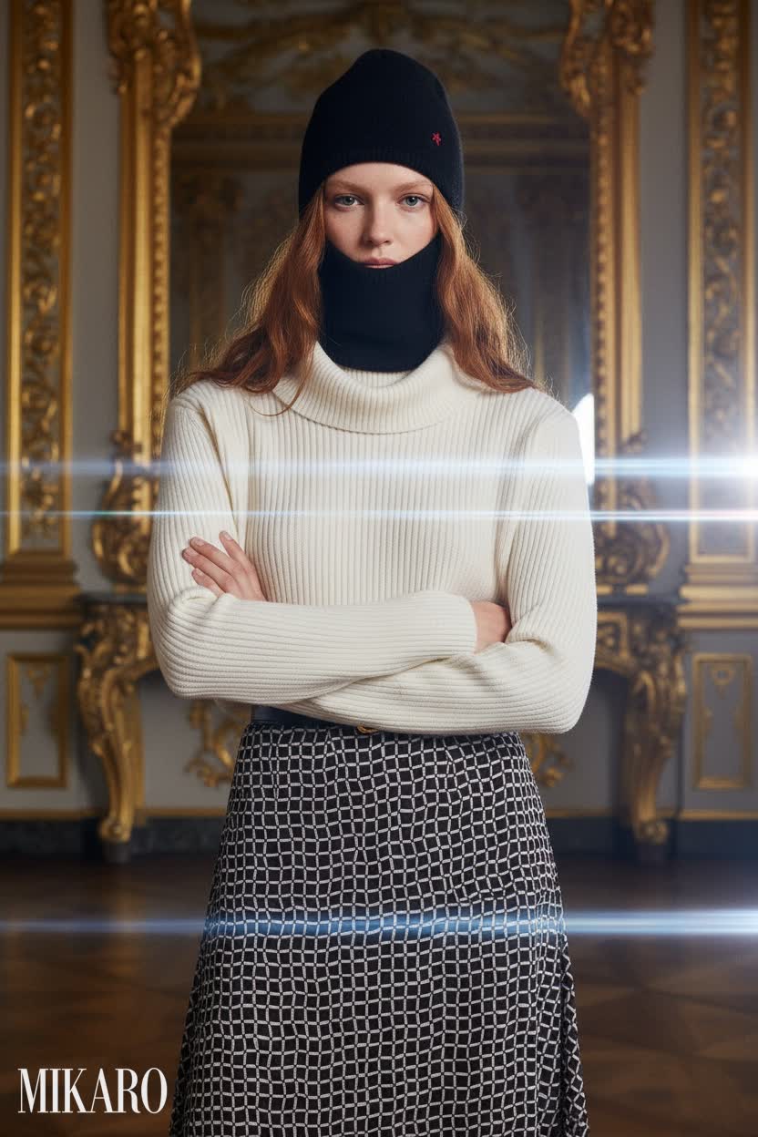 Winter Knit & Patterned Skirt Ensemble