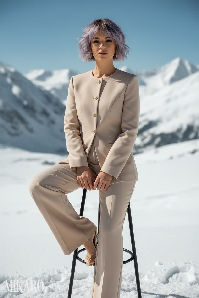 Winter Mountain Elegance in Beige